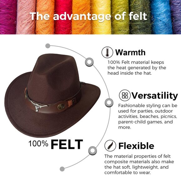 9792 Classic Western Cowboy Cap For Men Womens Wide Brim Fedora Cowgirl Hat main image 6